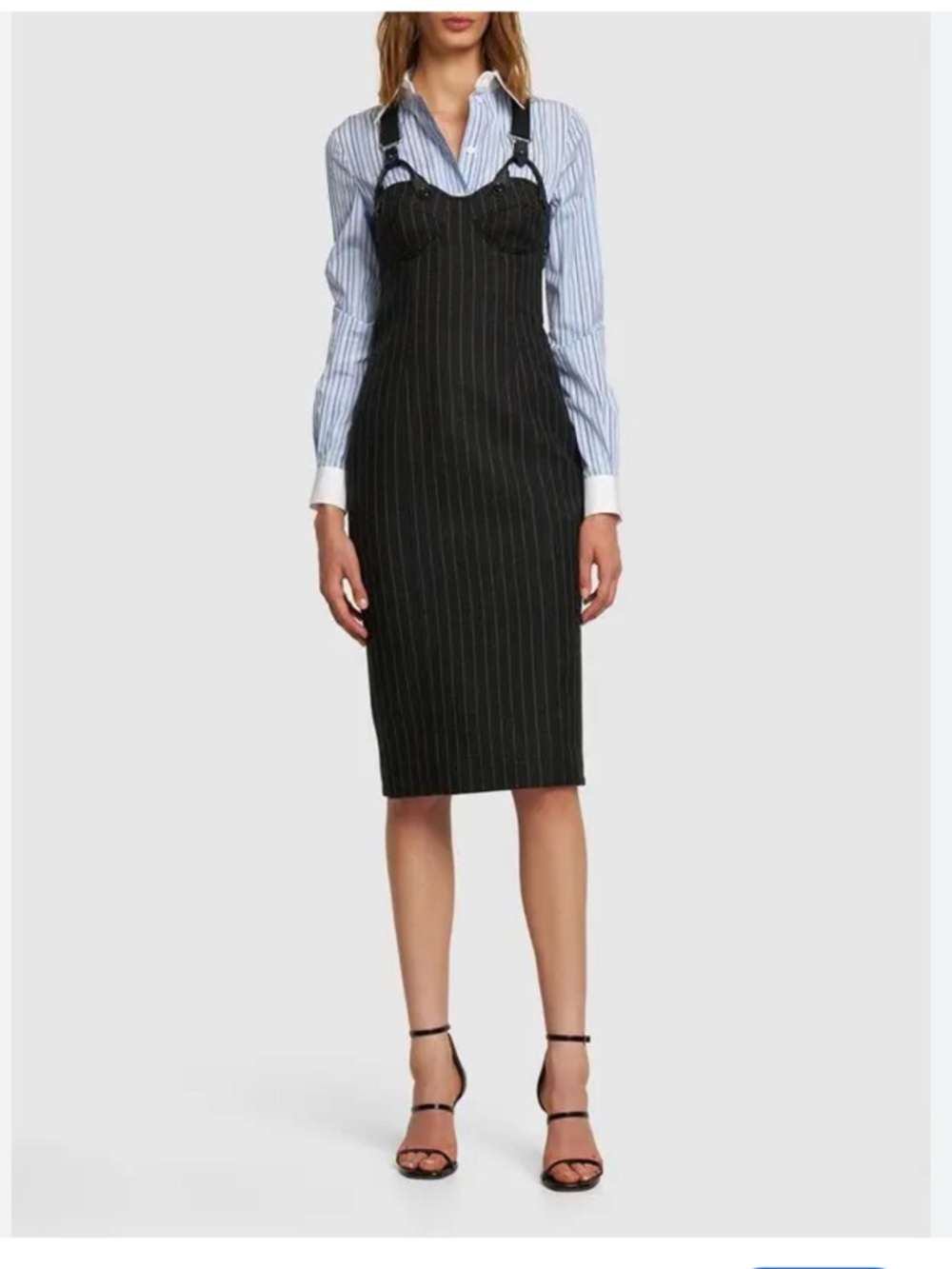 MOSCHINO WOMEN'S
LAYERED SUSPENDER MIDI-DRESS IN FANTASY PRINT BLUE SIZE US6